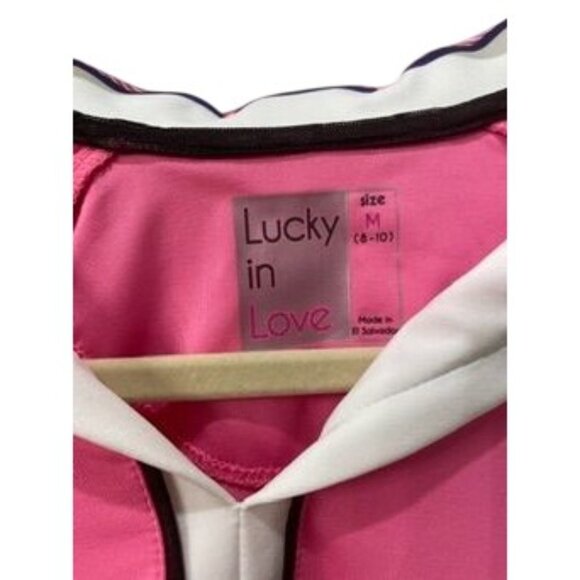 NWT Lucky In Love Womens Pink Sleeveless Polo Shirt Size M (8-10) Polyester/Span - Picture 3 of 4
